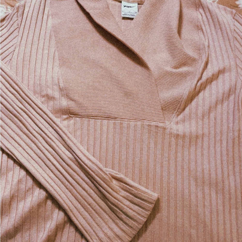 Nike Women's Ribbed Cowl Neck Top in Light Pink